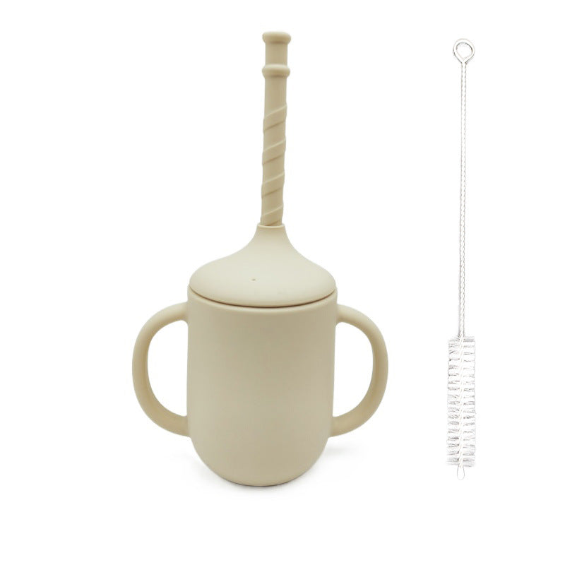 Amazon cross-border creative new product silicone baby learning drinking cup with straw leak-proof and drop-proof ready-to-stock milk powder cup
