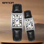Men's Coffee Silver Rectangular Watch - Roman Numerals
