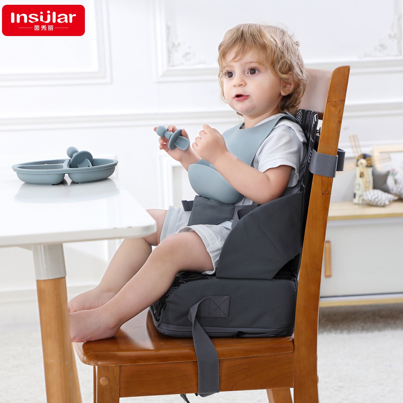 Portable folding child seat booster cushion for baby dining chair booster cushion for children
