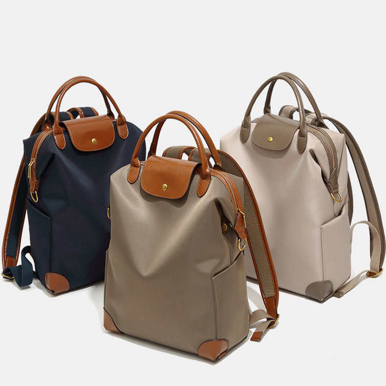 High-end women's backpack, lightweight travel bag, large capacity, nylon color-blocked waterproof school bag, business bag