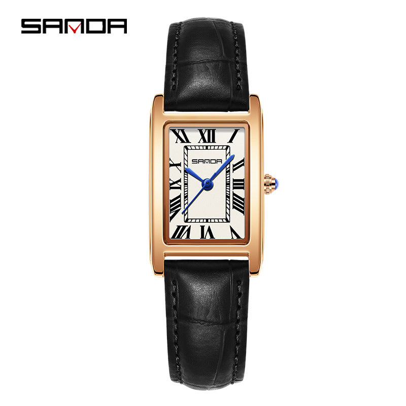 Men's Coffee Silver Rectangular Watch - Roman Numerals