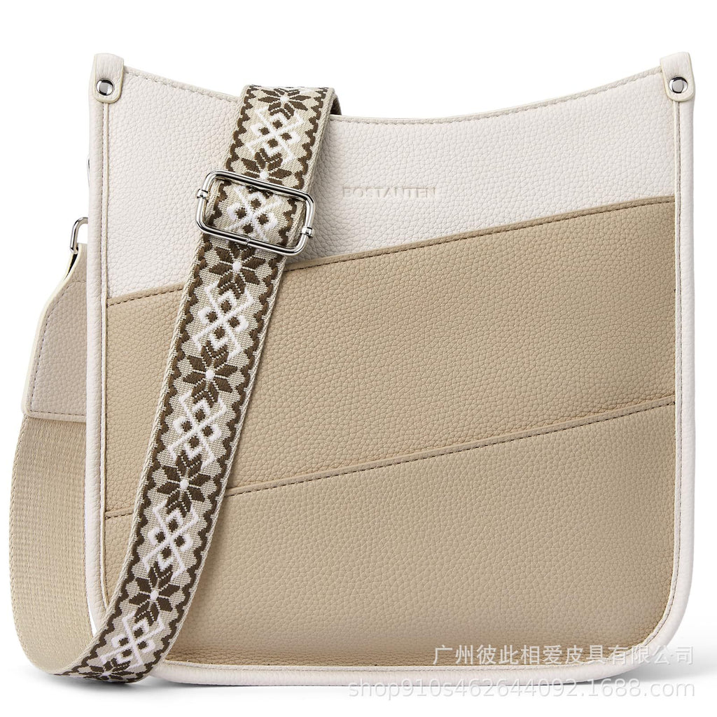 Amazon European and American retro solid color matching shoulder bag messenger bag webbing messenger bag shoulder strap large capacity multifunctional