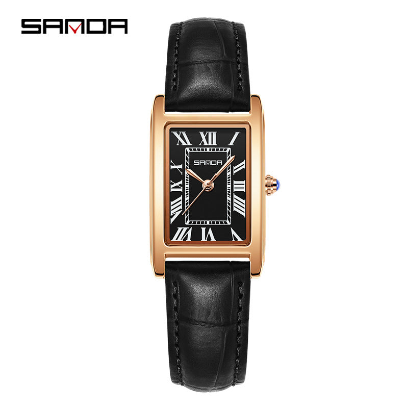 Men's Coffee Silver Rectangular Watch - Roman Numerals