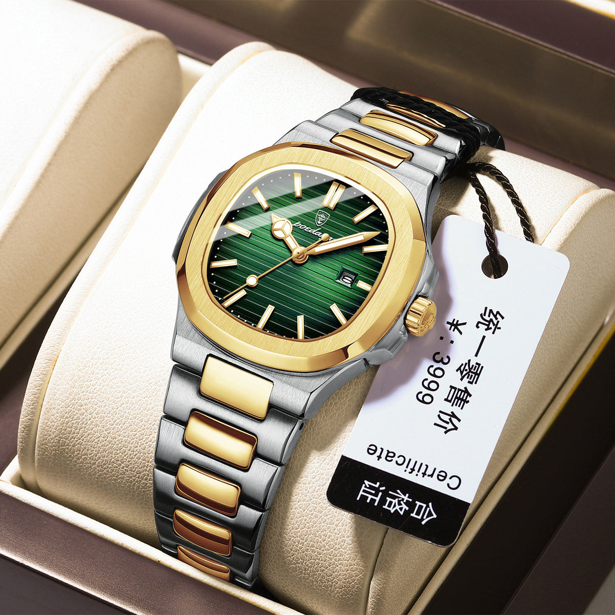 Women's Gold Blue Quartz Watch - Steel Band, Waterproof