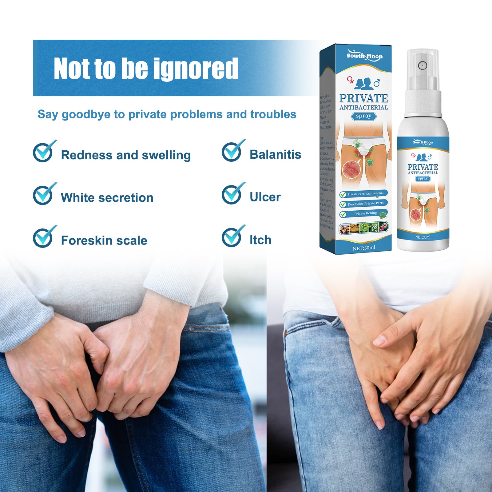 South Moon Skin Care Spray - Relieves itchy skin on inner thighs, deeply cares for skin and soothes itching.