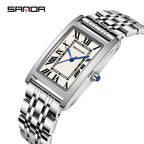 Men's Coffee Silver Rectangular Watch - Roman Numerals