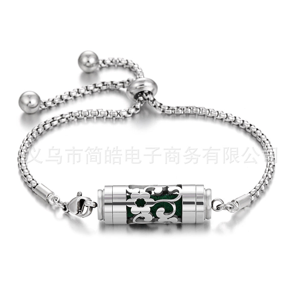 Stainless steel aromatherapy bracelet bracelet essential oil perfume diffuser bracelet adjustable titanium steel bracelet couple jewelry