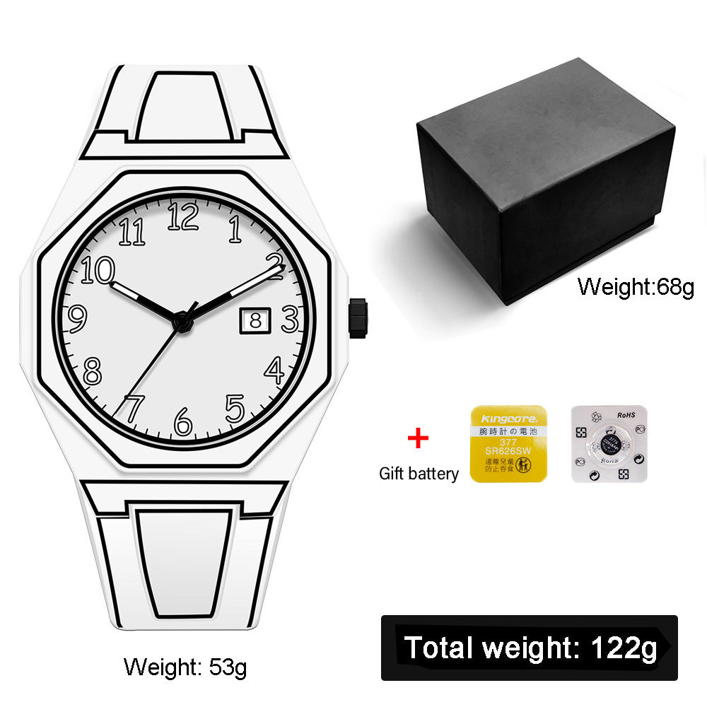 Women's Large Dial Watch - Plastic Strap