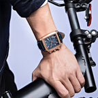 MEGIR Men's Square Quartz Watch – Leather Strap | Aladinae
