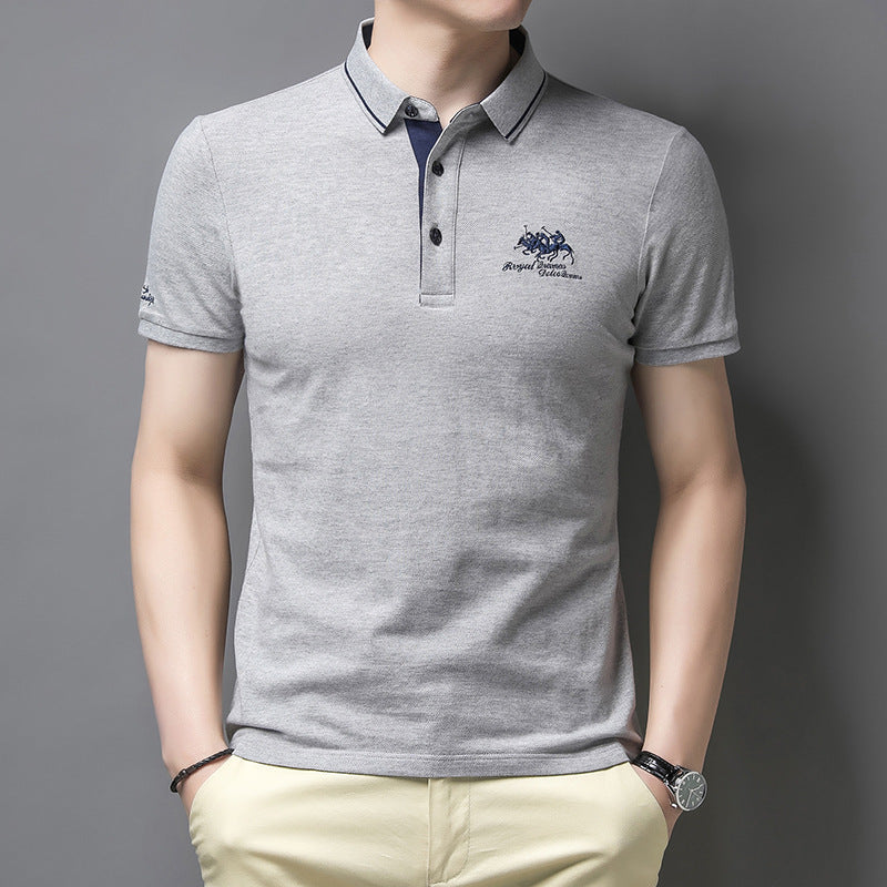 Men's Rose Red Embroidered Polo Shirt | Aladinae