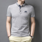 Men's Rose Red Embroidered Polo Shirt | Aladinae