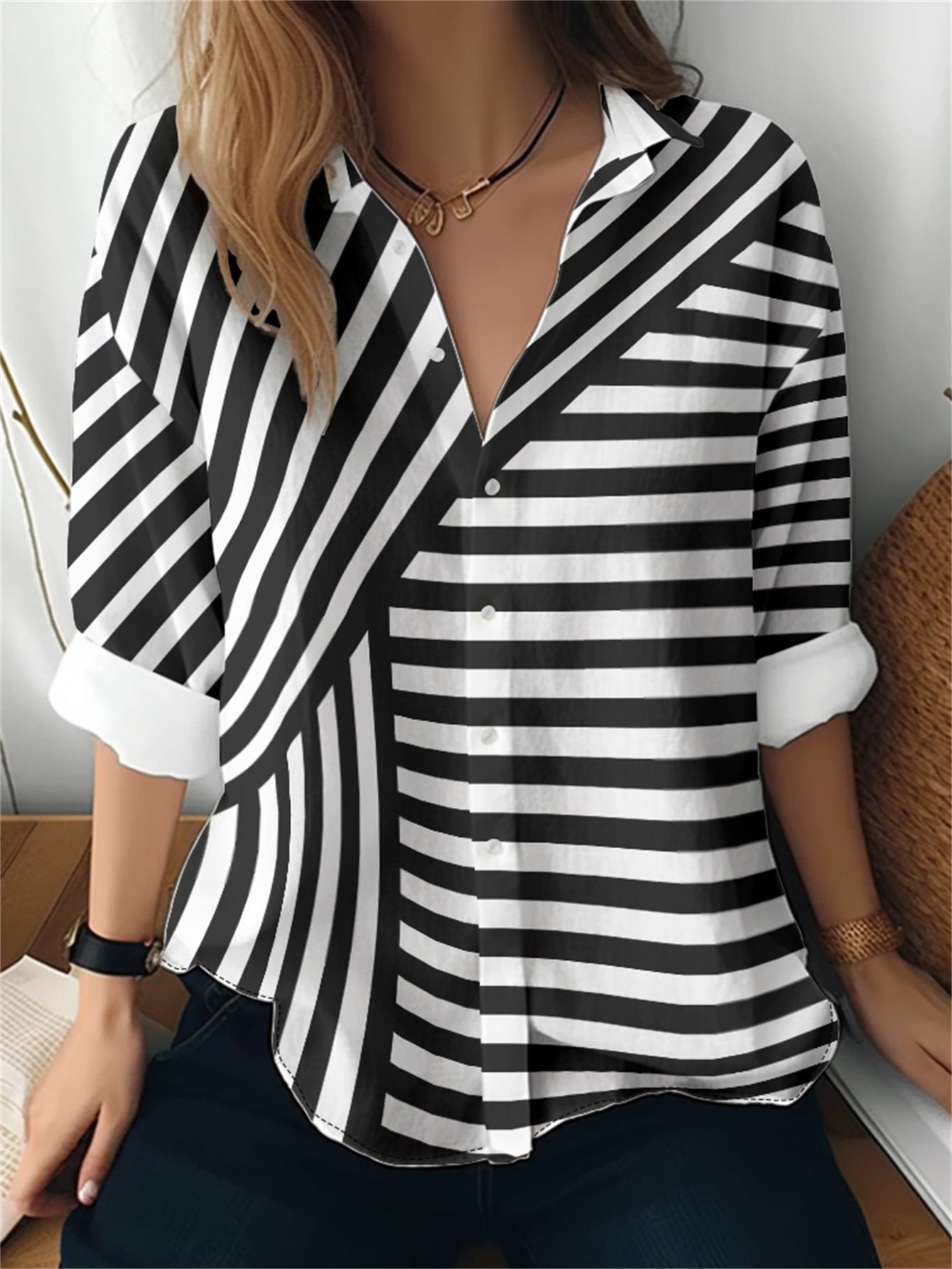 Cat cross-border Amazon European and American women's 3D printed floral pattern long-sleeved shirt women's fashion tops