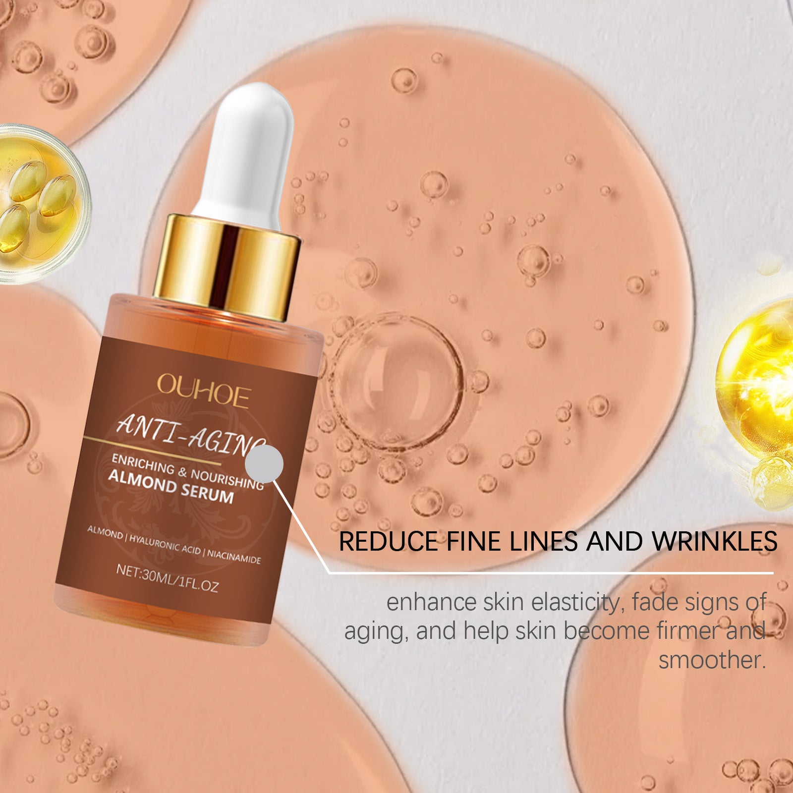 OUHOE moisturizing essence nourishes facial skin, brightens skin tone, elasticizes skin, rejuvenates and moisturizes the skin