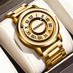 Men's Black Rotating Dial Watch - Steel Strap