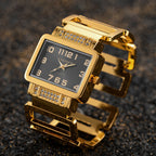 Women's Gold Silver Rectangular Dial Watch - Bracelet Style