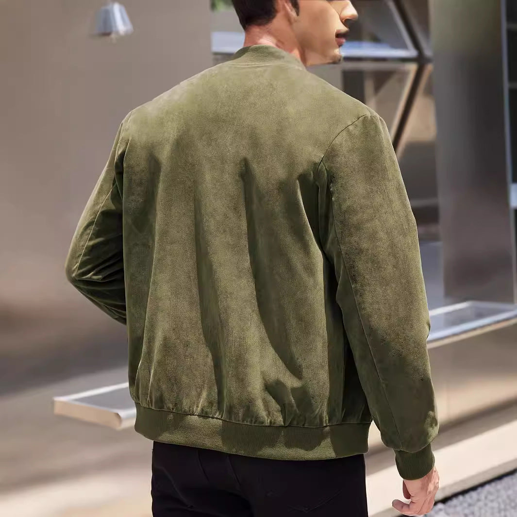 Men's Suede Zip Jacket – Slim Fit | Aladinae