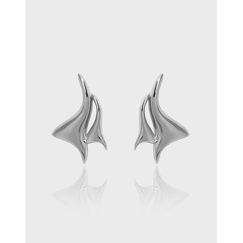 655 Korean version of ins original design simple and versatile seagull series texture S925 sterling silver earrings for women