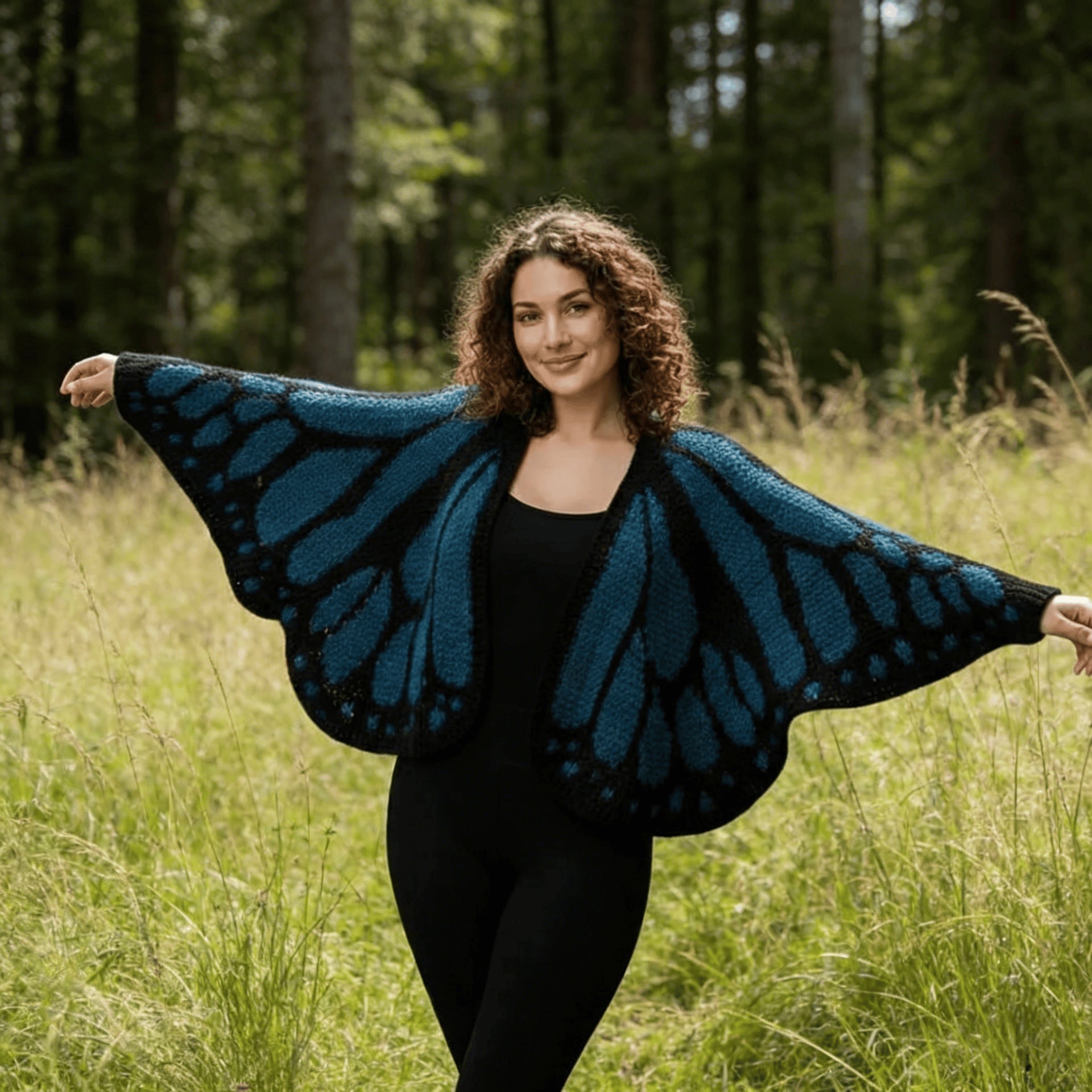 Imperial Butterfly Cape, Butterfly Shawl, Cardigan, Knitted, Unique Butterfly Pattern Shawl, Hand-crocheted Shawl, Comfortable Decoration