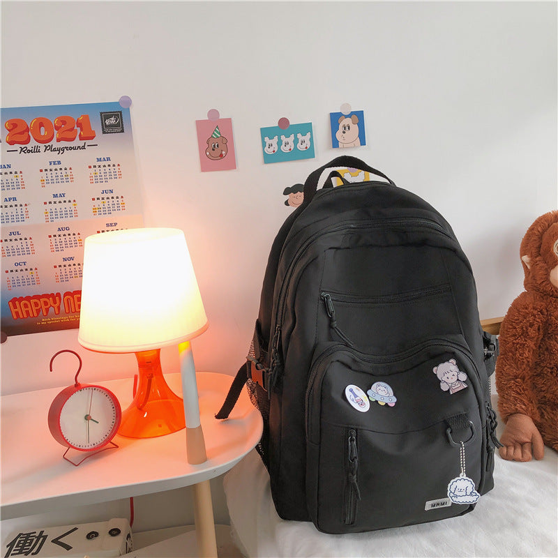 Large capacity multi-pocket schoolbag female college student backpack 15.6 inch computer bag junior high school high school campus backpack