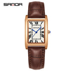 Men's Coffee Silver Rectangular Watch - Roman Numerals