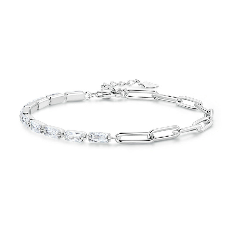 Aifle simple original sterling silver s925 chain zircon bracelet platinum-plated simple round ring bracelet