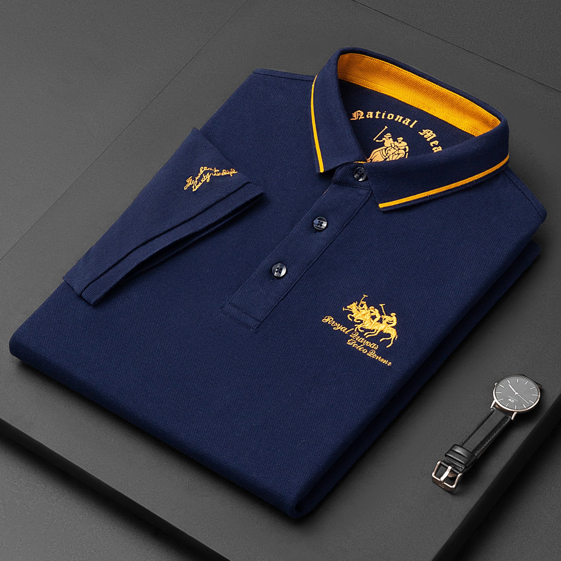 Men's Rose Red Embroidered Polo Shirt | Aladinae