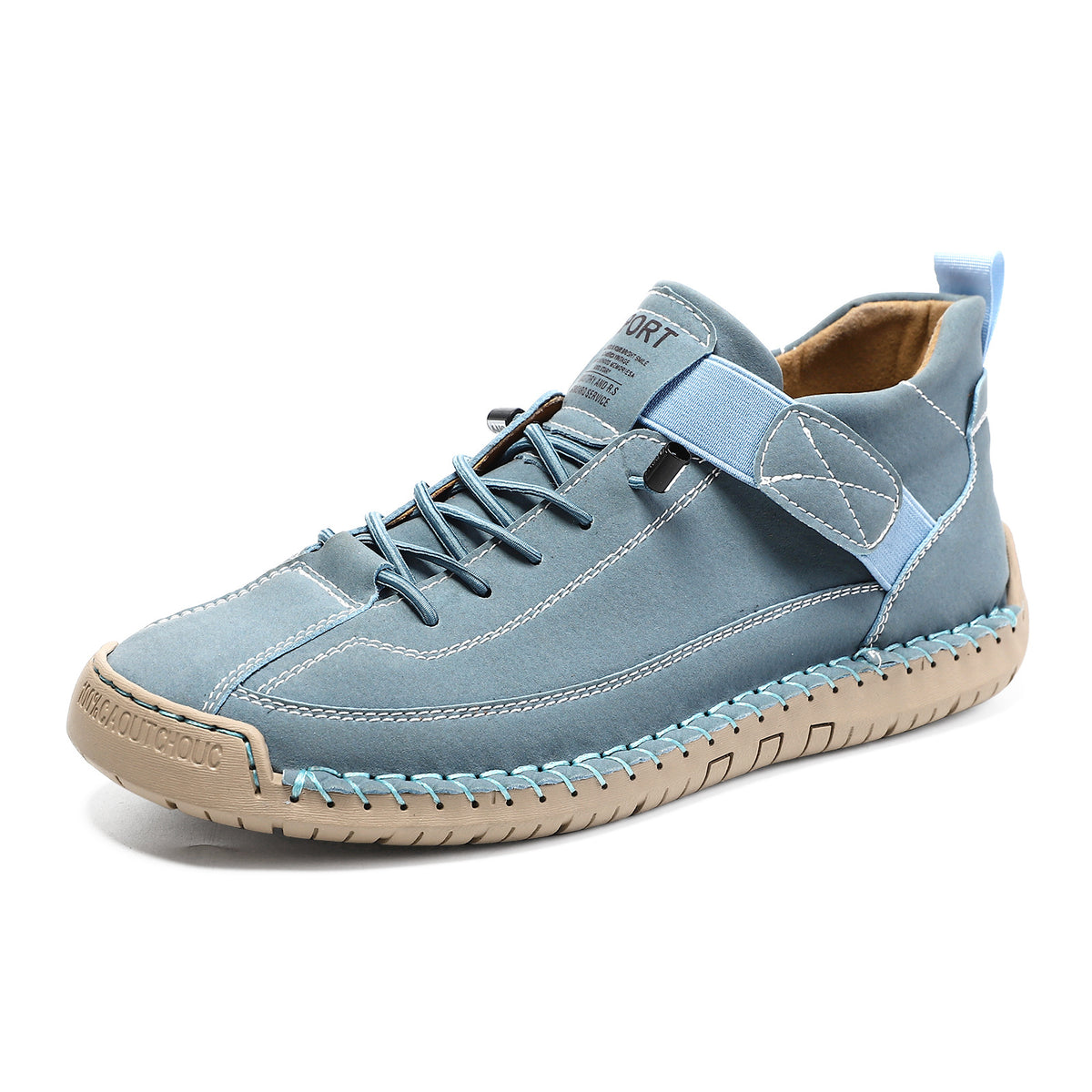 Women's Military Green Flat Boots - Hand-Stitched