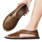 Men's Brown Slip-On Sandals – Round Toe | Aladinae