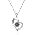 100 Languages S925 Sterling Silver Oblique Heart Memory Love Necklace I Love You Tik Tok Projection Gift No Fading
