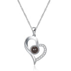 100 Languages S925 Sterling Silver Oblique Heart Memory Love Necklace I Love You Tik Tok Projection Gift No Fading