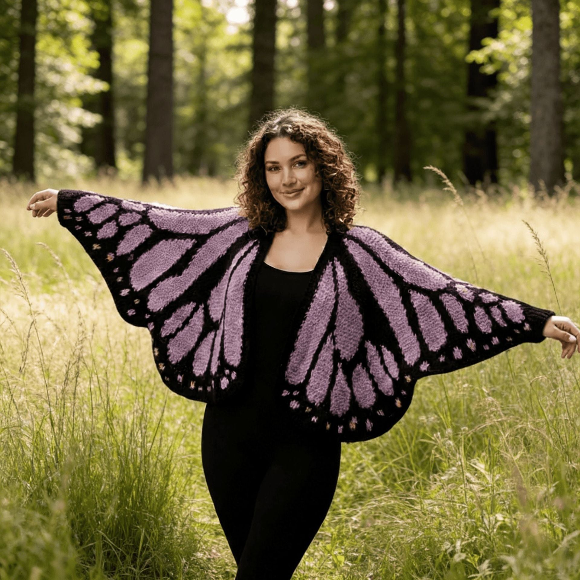 Imperial Butterfly Cape, Butterfly Shawl, Cardigan, Knitted, Unique Butterfly Pattern Shawl, Hand-crocheted Shawl, Comfortable Decoration
