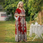 New European and American spring/summer women's bohemian print dress, plus size loose robe, Amazon beach vacation style.