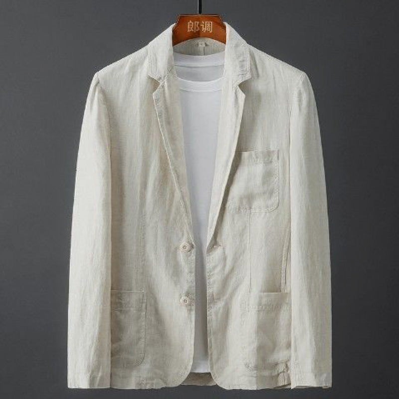 Men's White Linen Slim Fit Blazer | Aladinae