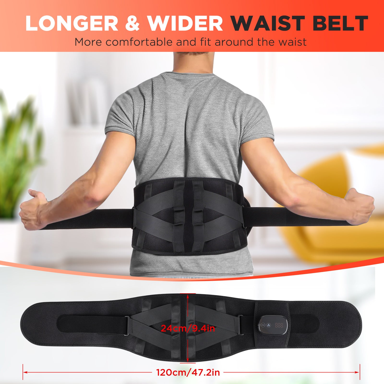 Cross-border red light heating massage belt infrared physiotherapy hot compress rechargeable support lumbar disc herniation protection belt