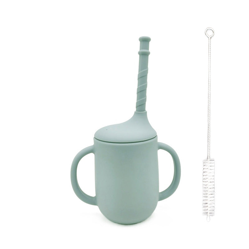 Amazon cross-border creative new product silicone baby learning drinking cup with straw leak-proof and drop-proof ready-to-stock milk powder cup