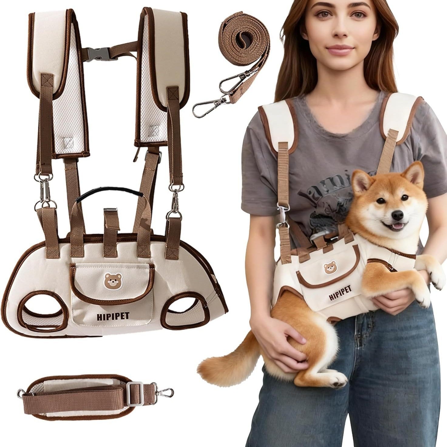 Amazonian dog carrying backpack, shoulder bag, handheld pet leash backpack, portable, breathable, can be worn as a crossbody bag, wholesale available.
