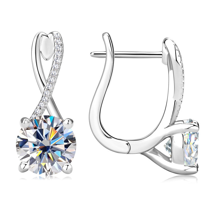 Cross-border new fashion versatile moissanite diamond earrings earrings for women high-end S925 sterling silver earrings wholesale ear buckles
