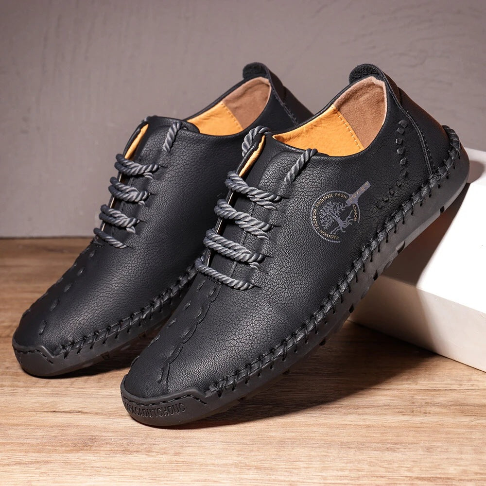 Men's Handmade Leather Lace-Up Loafers