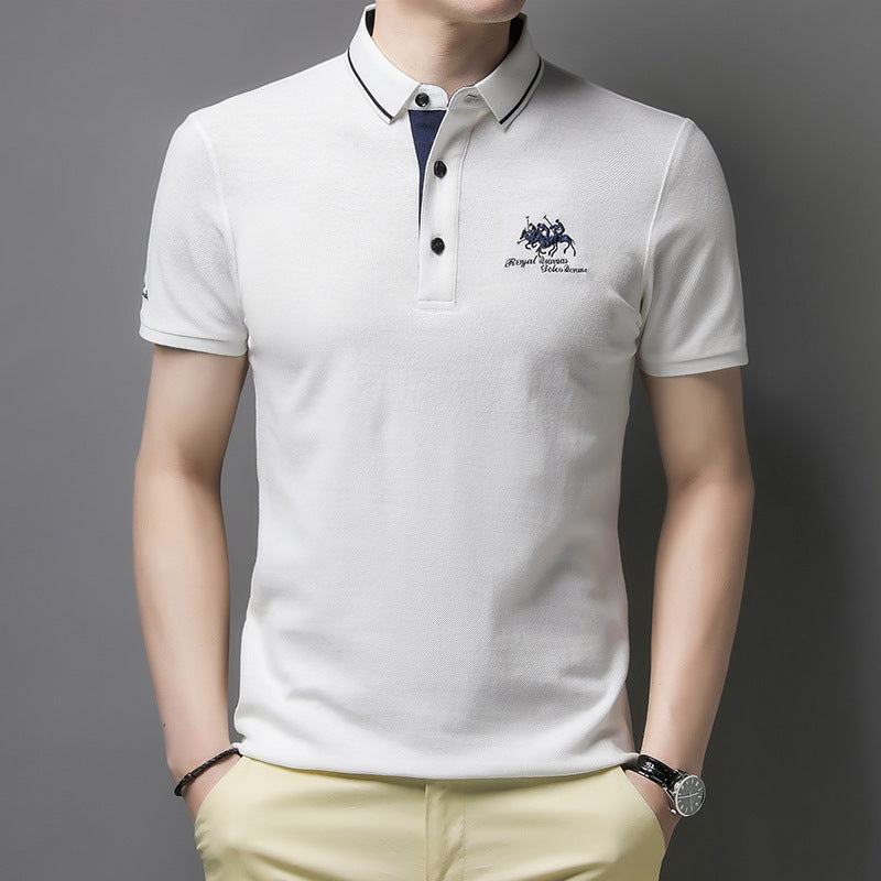 Men's Rose Red Embroidered Polo Shirt | Aladinae