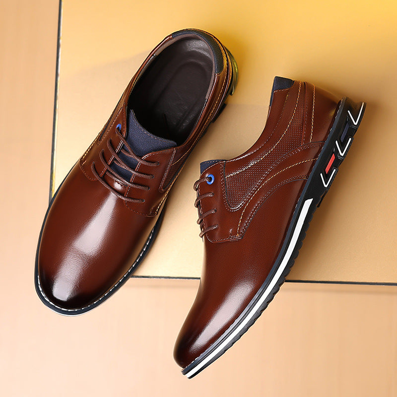 Men's Dark Brown Leather Work Shoes | Aladinae
