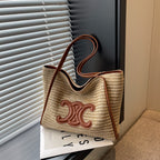 Women's straw bag, 2025 summer new arrival, handmade woven basket bag, vacation beach bag, shoulder bag, underarm bag.