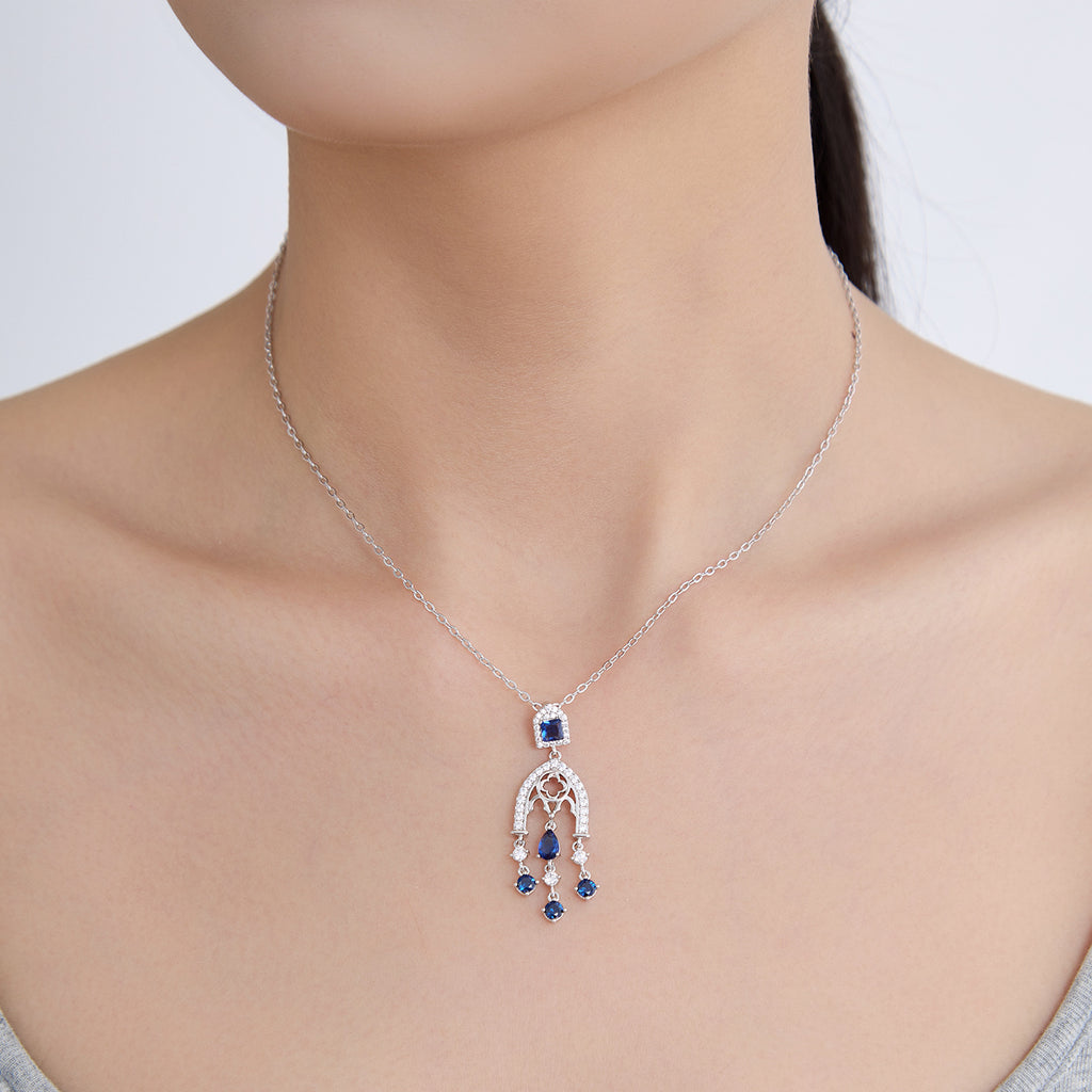 Xuping Gemstone Series Niche Earring and Necklace Set: Fashionable, Light Luxury, Teardrop Tassel, Elegant Court Style Earrings for Women