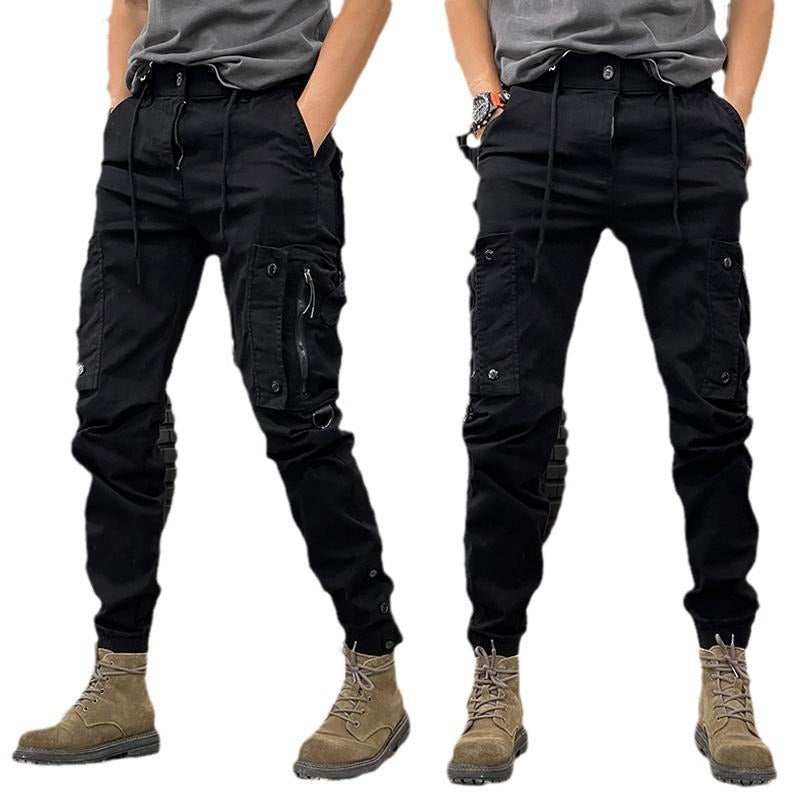 Men's Black Tactical Cargo Pants – Straight Fit | Aladinae