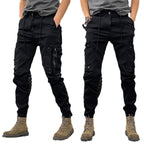 Men's Black Tactical Cargo Pants – Straight Fit | Aladinae