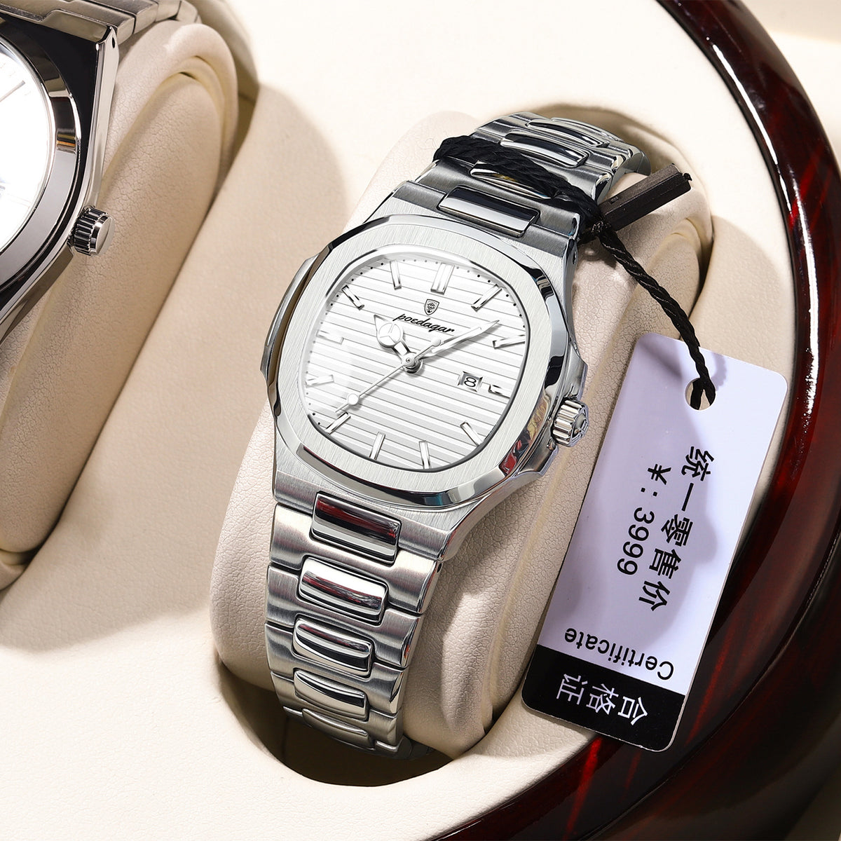 Women's Two-Tone Blue Quartz Watch - Square Dial