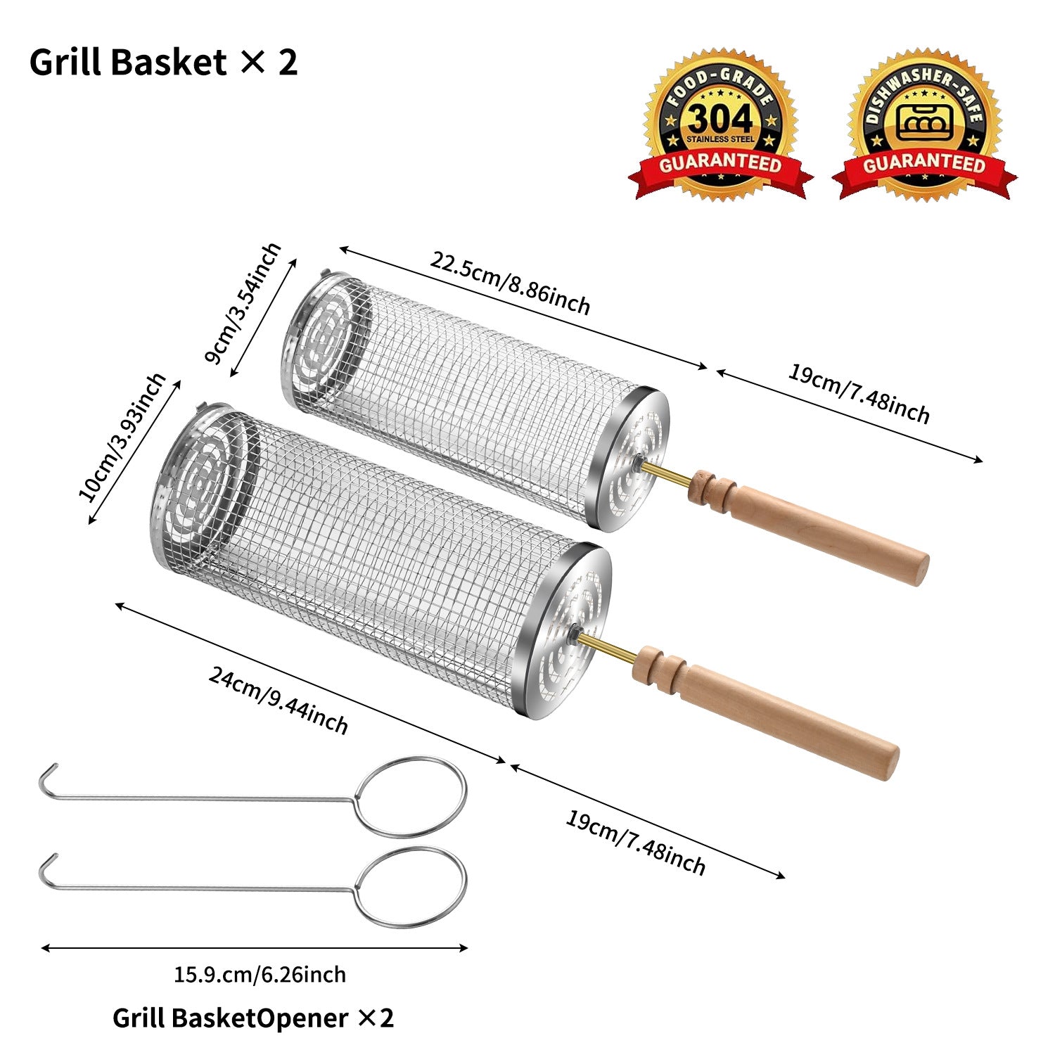 Amazon Rolling BBQ Basket Outdoor BBQ Grill Basket 304 Stainless Steel Perforated BBQ Tube BBQ Net