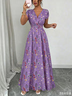 2026 New French V-neck Slim Waist Maxi Dress, Elegant and Stylish Dress (for European and American Cross-Border Amazon and AliExpress)