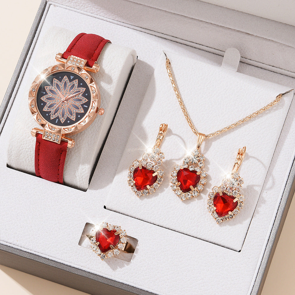 Women's White Watch and Bracelet Set - Quartz