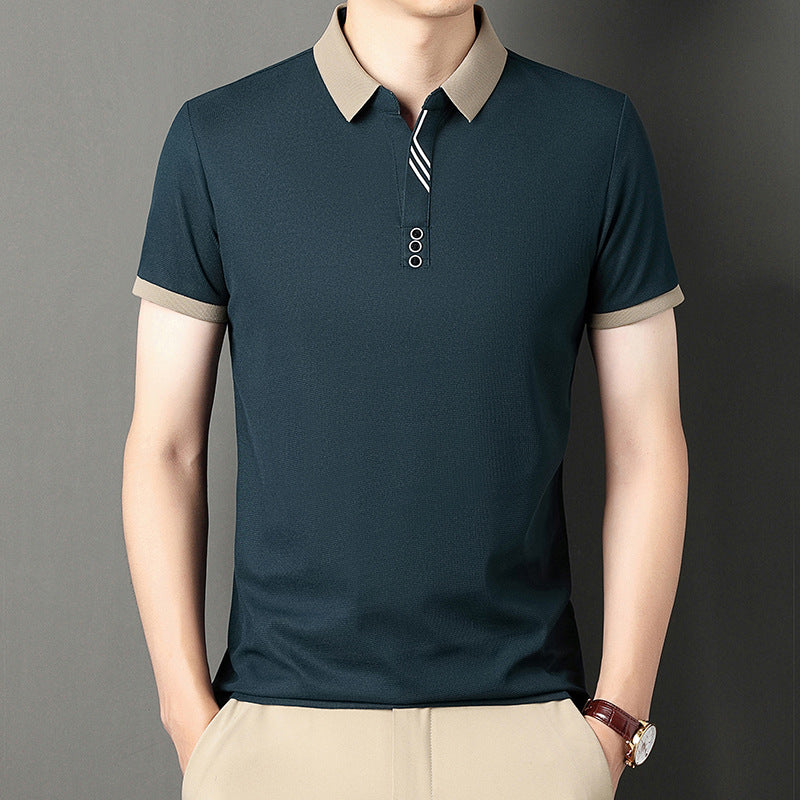 Men's White Waffle Knit Polo Shirt - Short Sleeve