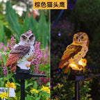 Amazon Solar Animal Statue Ornaments Outdoor Garden Statue Courtyard Landscape Decoration Owl Light Ground Plug